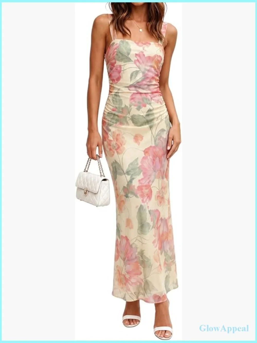Sleeveless Ruched Mesh Maxi Dress Wedding Guest Party - Picture 1 of 6